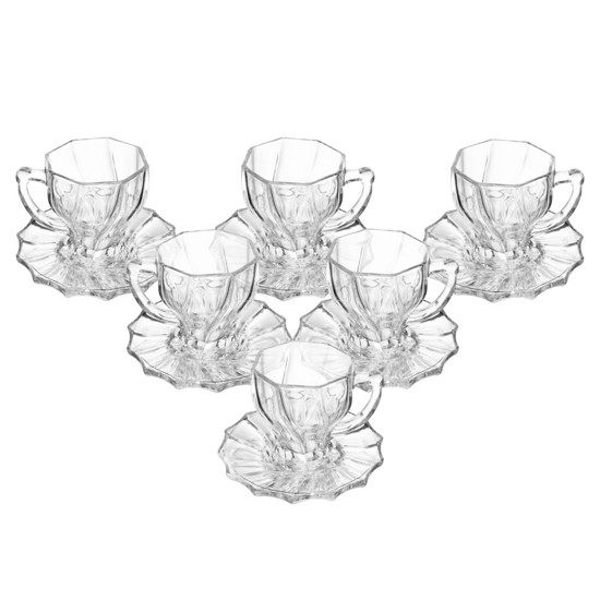 Imagem CONJUNTO 6 XICARAS DE CAFE COM PIRES 110ML TWIST VIDRO
