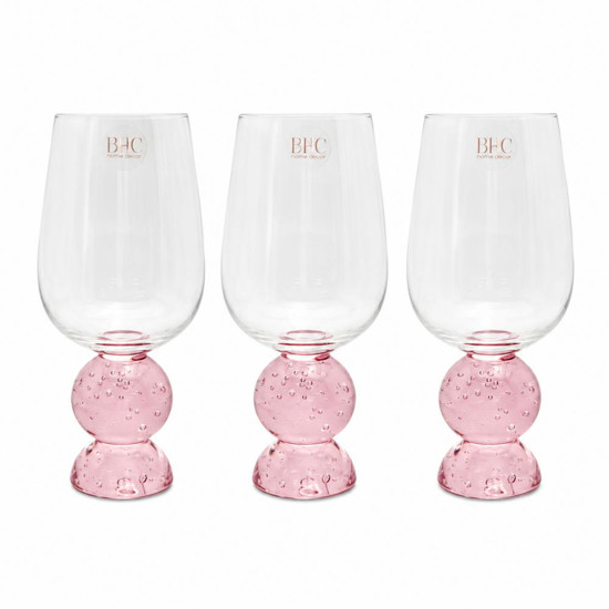 Imagem CONJUNTO DE COPOS EM VIDRO COM BASE ESFERAS ROSA 500ML 6UN