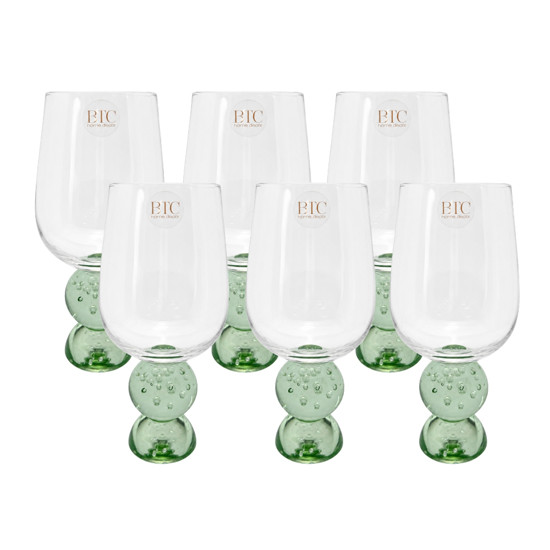 Imagem CONJUNTO DE COPOS EM VIDRO COM BASE ESFERAS VERDE 500ML 6UN