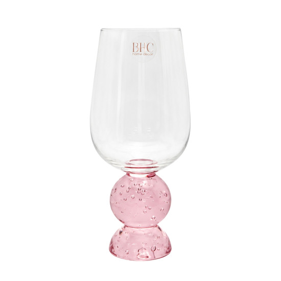 Imagem CONJUNTO DE COPOS EM VIDRO COM BASE ESFERAS ROSA 500ML 6UN