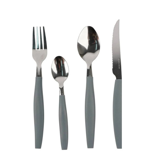 Imagem JOGO DE TALHERES 16PCS INOX CABO PLASTICO CINZA VI