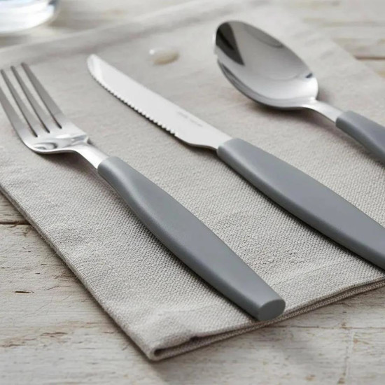 Imagem JOGO DE TALHERES 16PCS INOX CABO PLASTICO CINZA VI