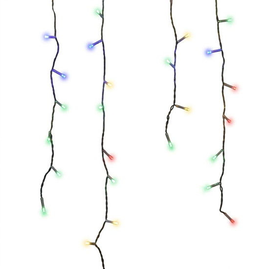 Imagem CASCATA 100 LEDS MACHO E FEMEA 8 FUNÇÕES FIO TRANSPARENTE 220V COLORIDO