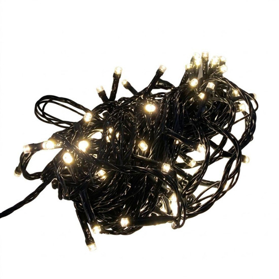 Imagem CORDAO 100 LED MACHO E FEMEA LUZ FIXA FIO VERDE 220V 10 METROS BRANCO