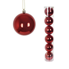 Imagem de BOLA NATALINA METALIZADA JOGO COM 6 UNIDADES TUBO 10CM VERMELHO - Grillo Ltda