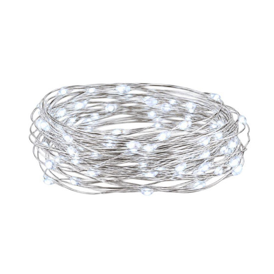 Imagem CORDAO 100 LED FIO DE FADA PILHA LUZ FIXA 10M BRANCO
