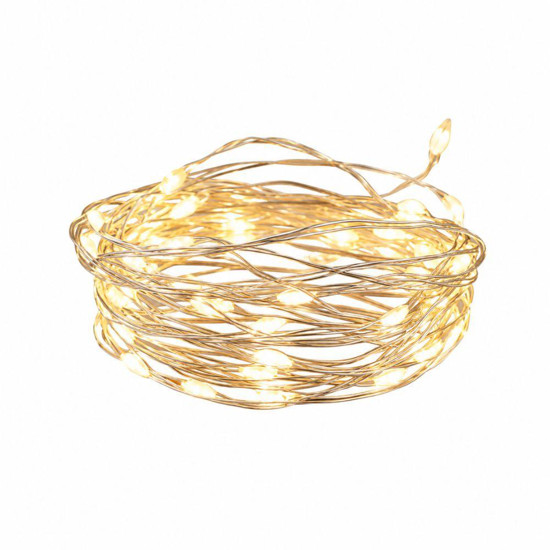 Imagem CORDAO 50 LED FIO DE FADA PILHA LUZ FIXA 5M BRANCO