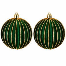 Imagem de BOLA DECORADA PVC JOGO COM 2 UNIDADES / 10CM VERDE DOURADO - Grillo Ltda