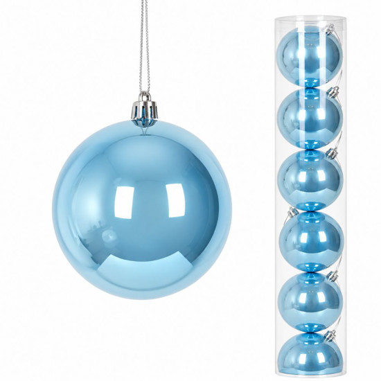 Imagem BOLA NATALINA PEROLADA JOGO COM 6 UNIDADES / TUBO 8CM AZUL CLARO