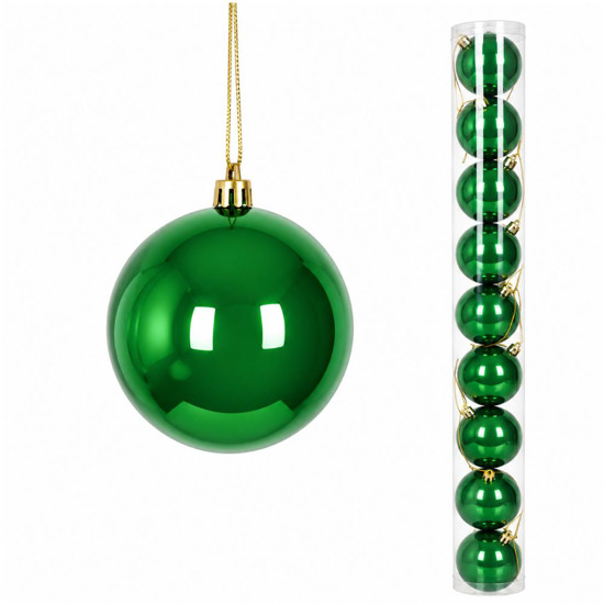 Imagem BOLA NATALINA PEROLADA JOGO COM 9 UNIDADES / TUBO 6CM VERDE