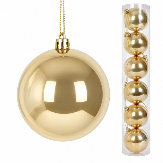 Imagem BOLA NATALINA PEROLADA JOGO COM 6 UNIDADES / TUBO 10CM DOURADO