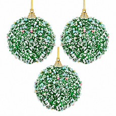 Imagem de BOLA DECORADA PVC COM 3 UNIDADES / 8CM VERDE - Grillo Ltda