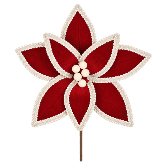 Imagem HASTE POINSETIA VELUDO D 28CM VERMELHO