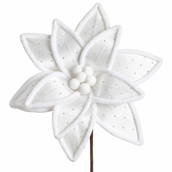 Imagem HASTE POINSETIA VELUDO D 32CM BRANCO