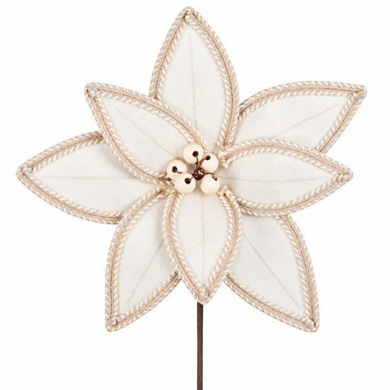 Imagem HASTE POINSETIA VELUDO D 28CM OFF WHITE