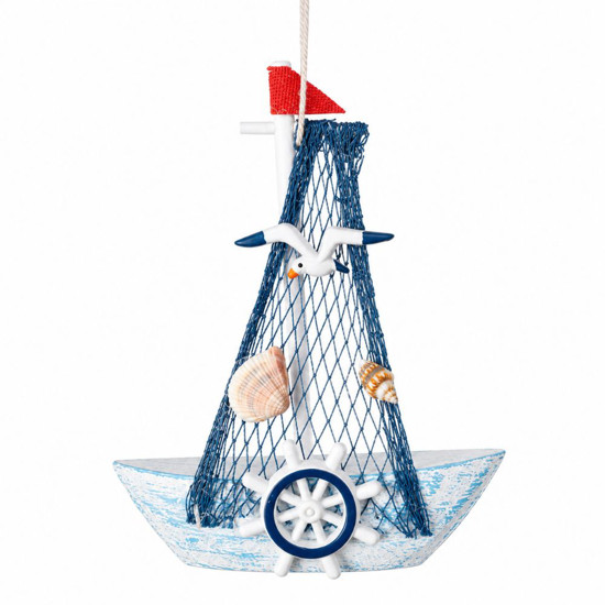 Imagem ENFEITE PENDENTE BARCO MDF 15CM AZUL CLARO