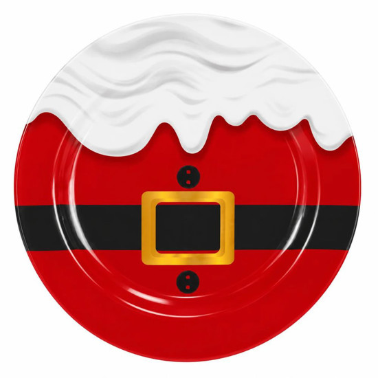 Imagem PRATO MELAMINA CINTO NOEL 28CM VERMELHO BRANCO