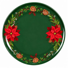 Imagem de PRATO MELAMINA POINSETIA 25CM VERDE VERMELHO - Grillo Ltda