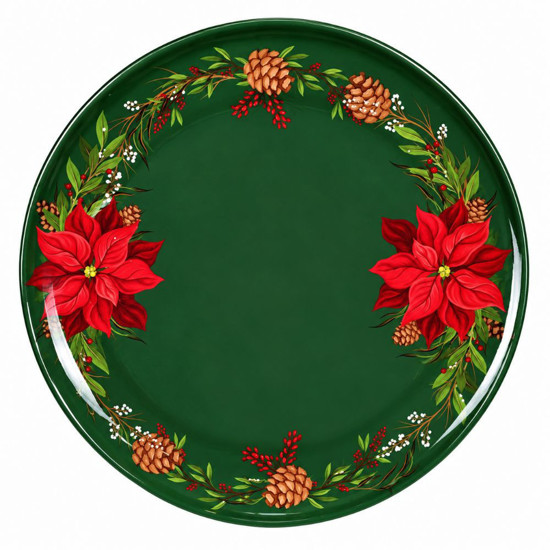Imagem PRATO MELAMINA POINSETIA 25CM VERDE VERMELHO