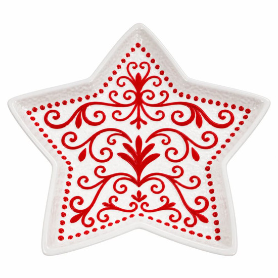 Imagem BASE RASA CERAMICA 21CM BRANCO VERMELHO