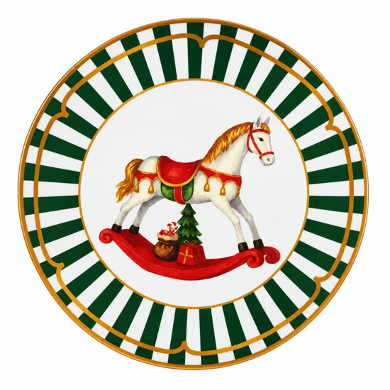 Imagem PRATO MELAMINA CAVALINHO 23CM VERDE BRANCO