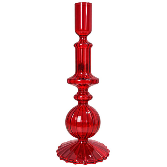Imagem CASTIÇAL EM VIDRO COR VERMELHO 9X3X25CM - GRILLO 58288