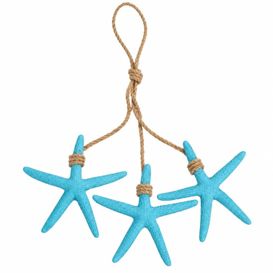 Imagem ENFEITE PENDENTE ESTRELA COM 3 PEÇAS / 10CM AZUL CLARO